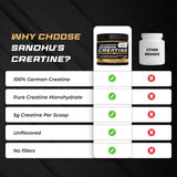 Sandhu's German Creatine Monohydrate on a gym table