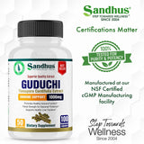 Sandhu's Guduchi Supplement capsules on a wooden table