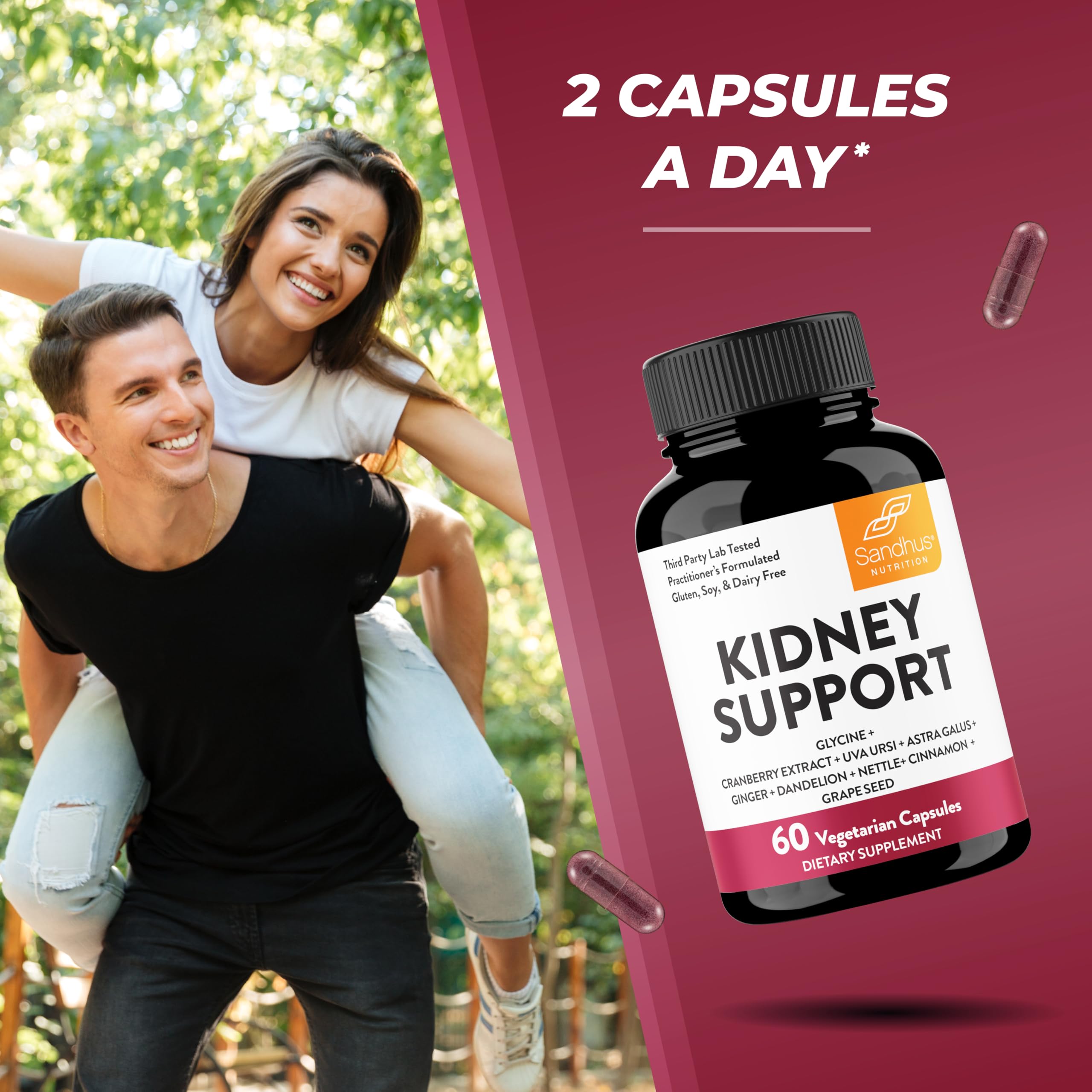 Sandhu's Kidney Support Supplement on wooden table