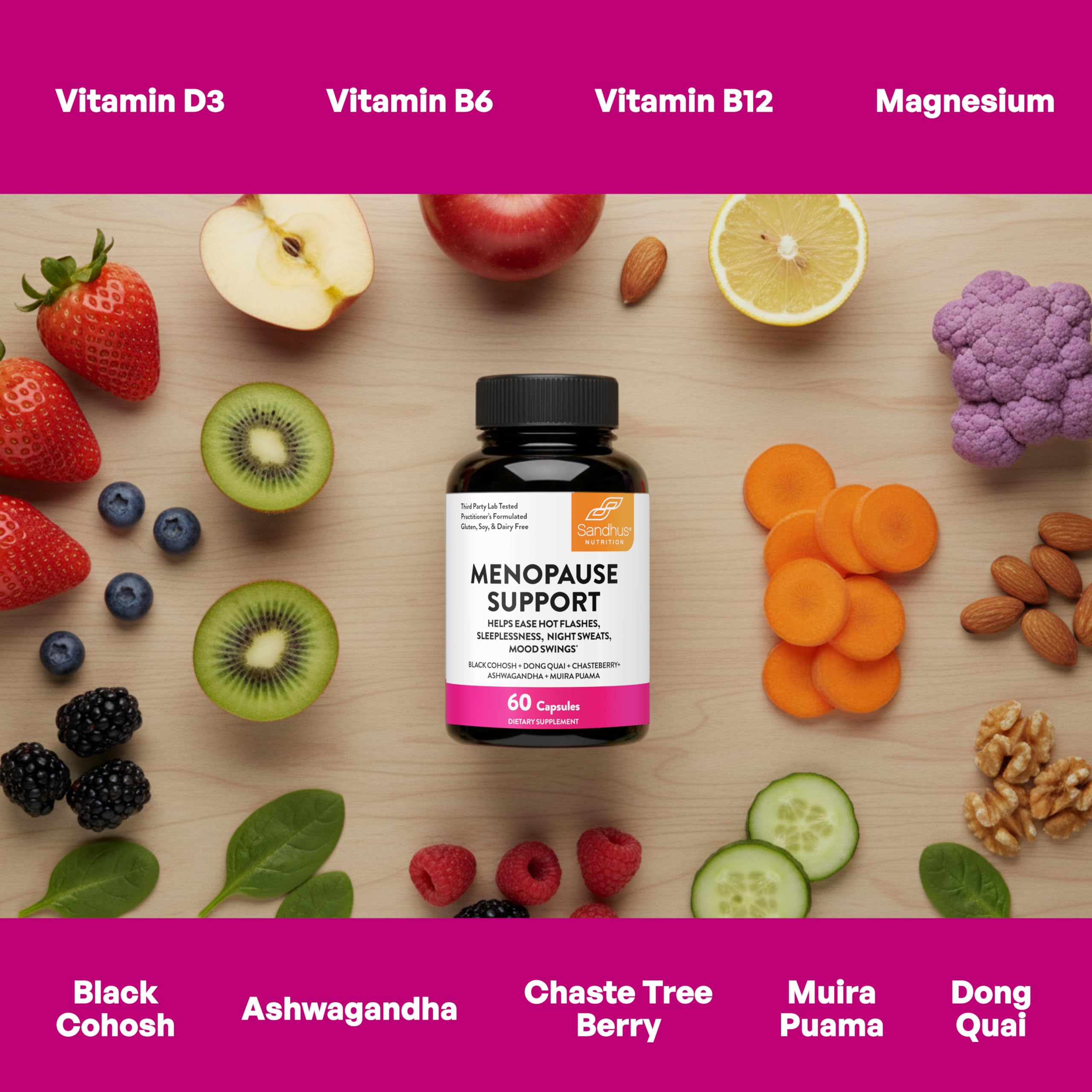 Sandhu's Muira Puama 8-in-1 Herbal Supplement showing easy-to-swallow capsules