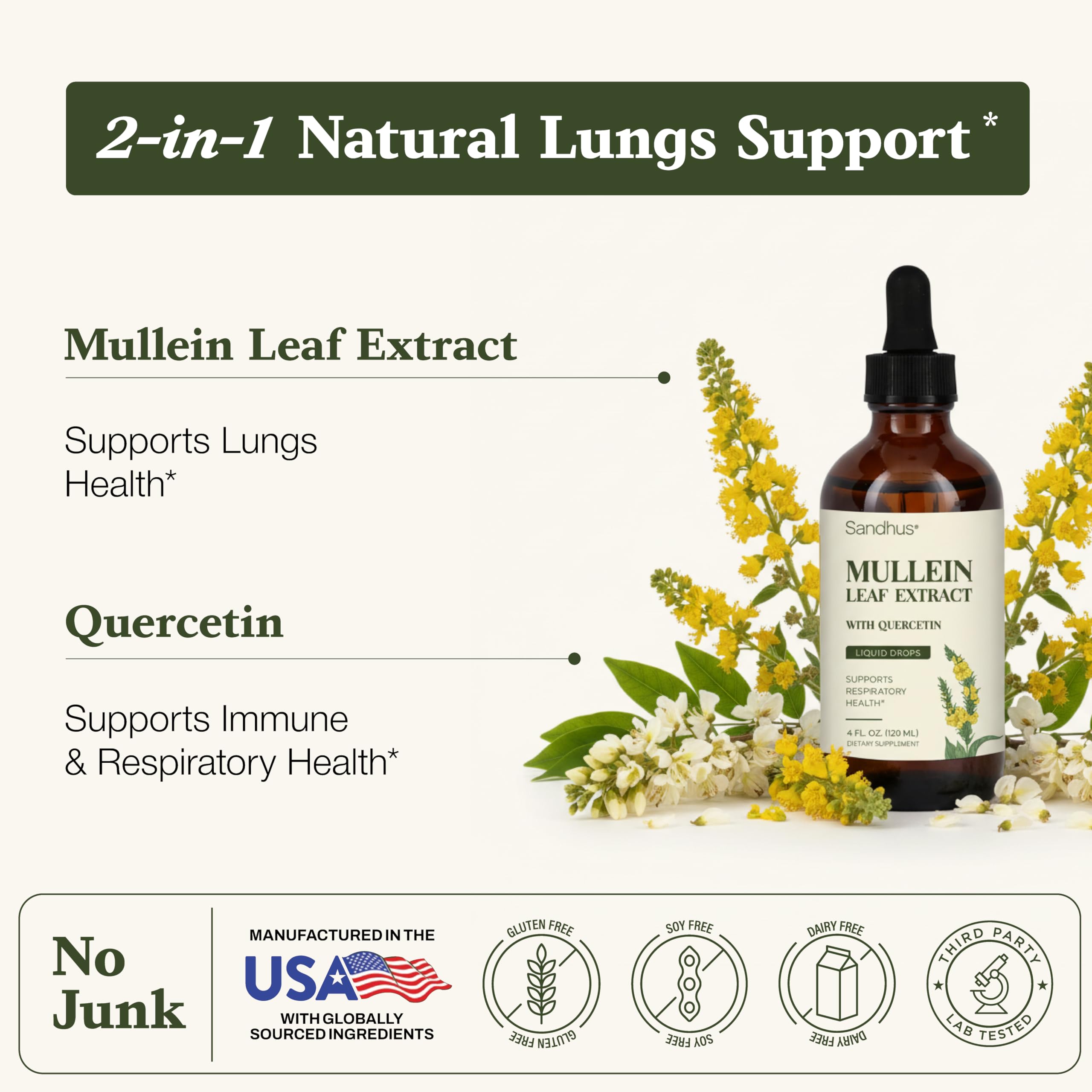 Sandhu's Mullein Herbal Supplement 4oz back view