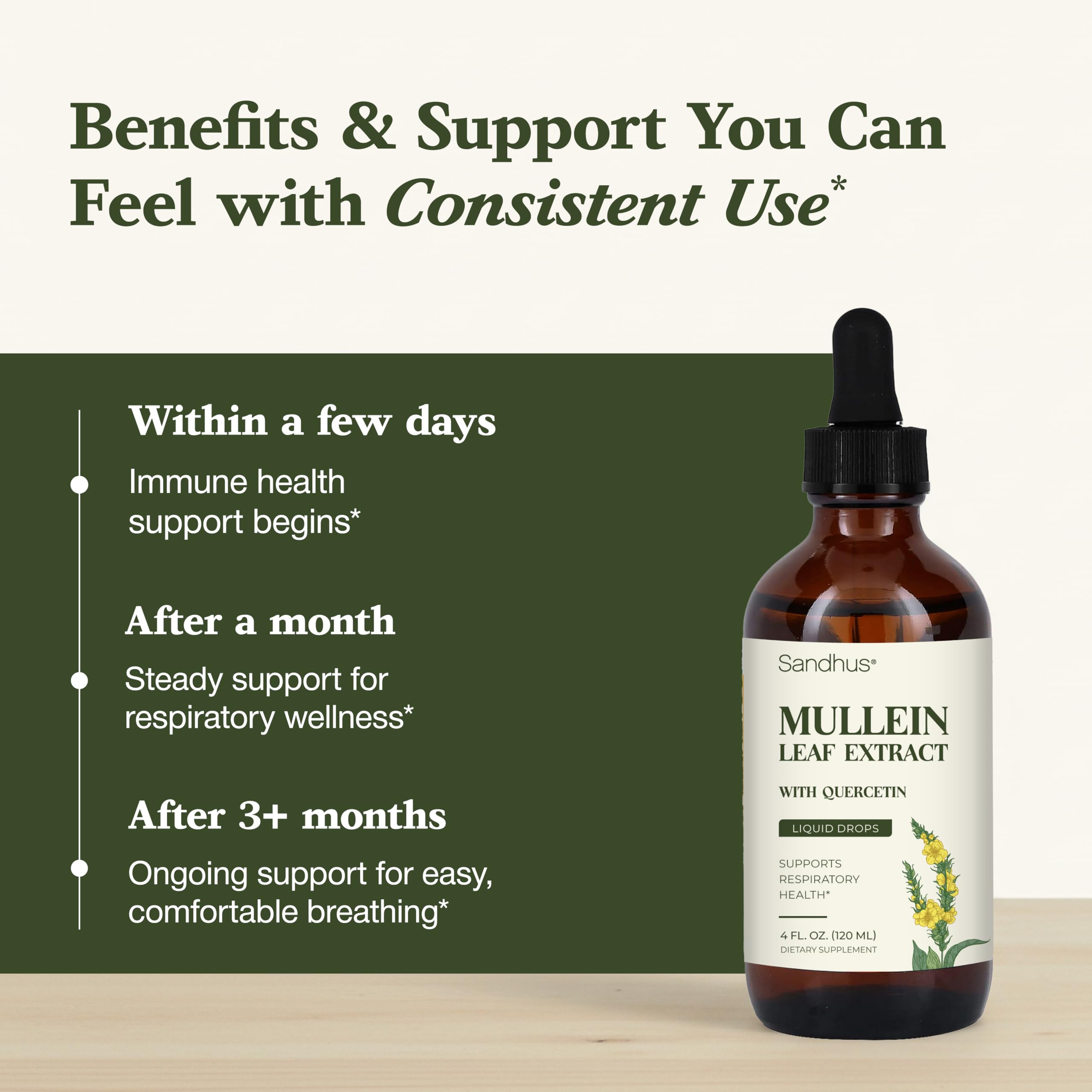 Sandhu's Mullein Herbal Supplement 4oz side view
