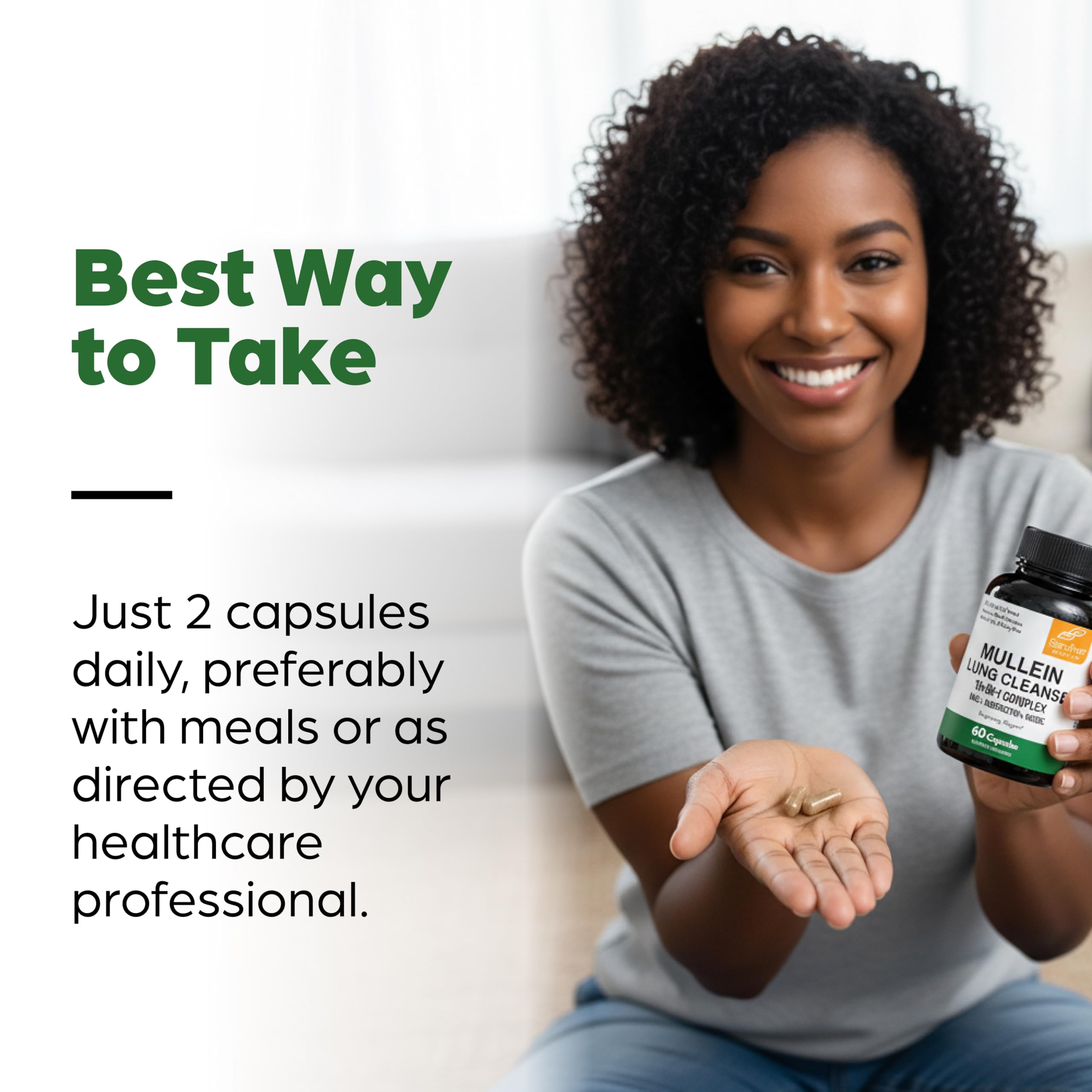 Sandhu's Mullein Leaf Extract Capsules on a wooden table