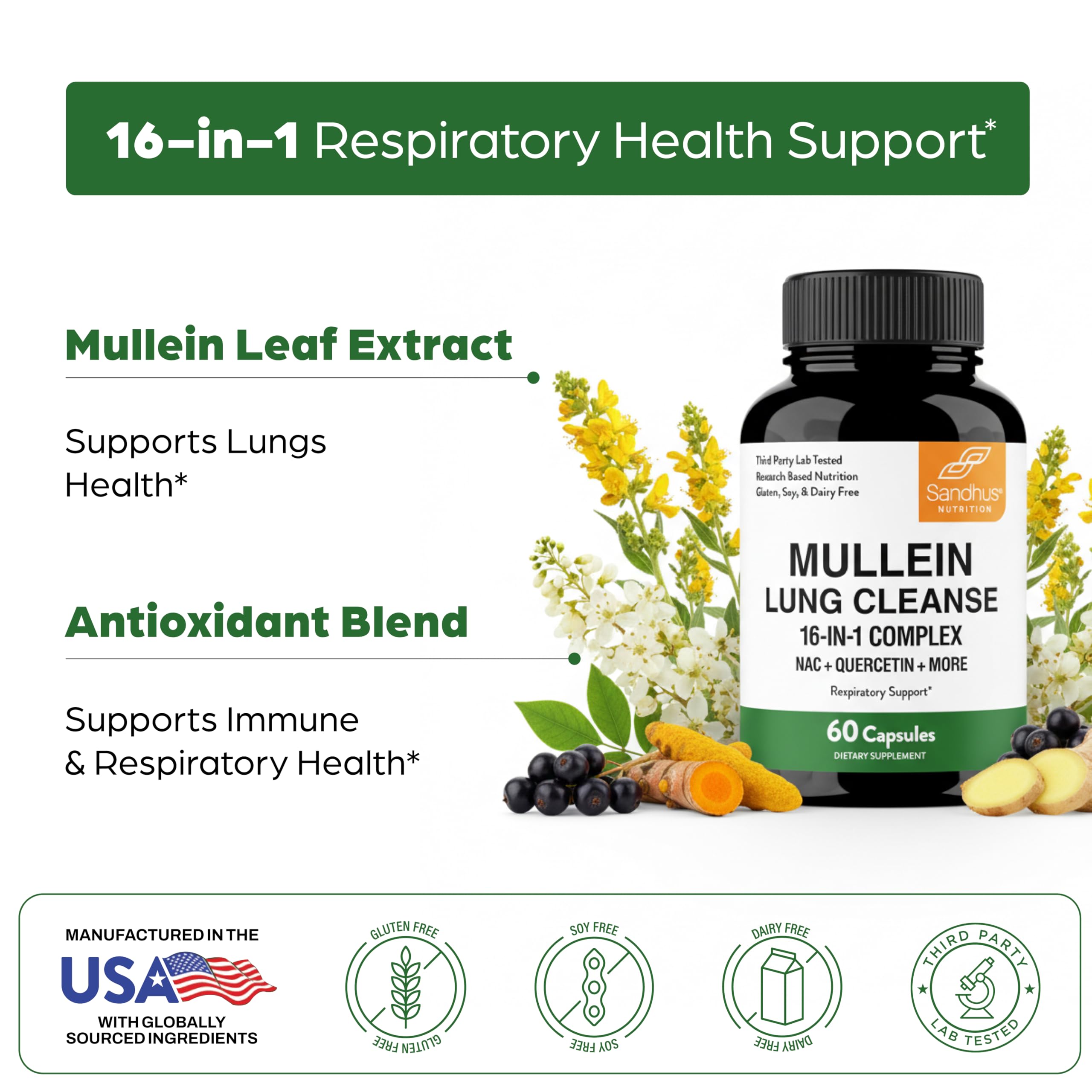Sandhu's Mullein Leaf Extract Capsules packaging