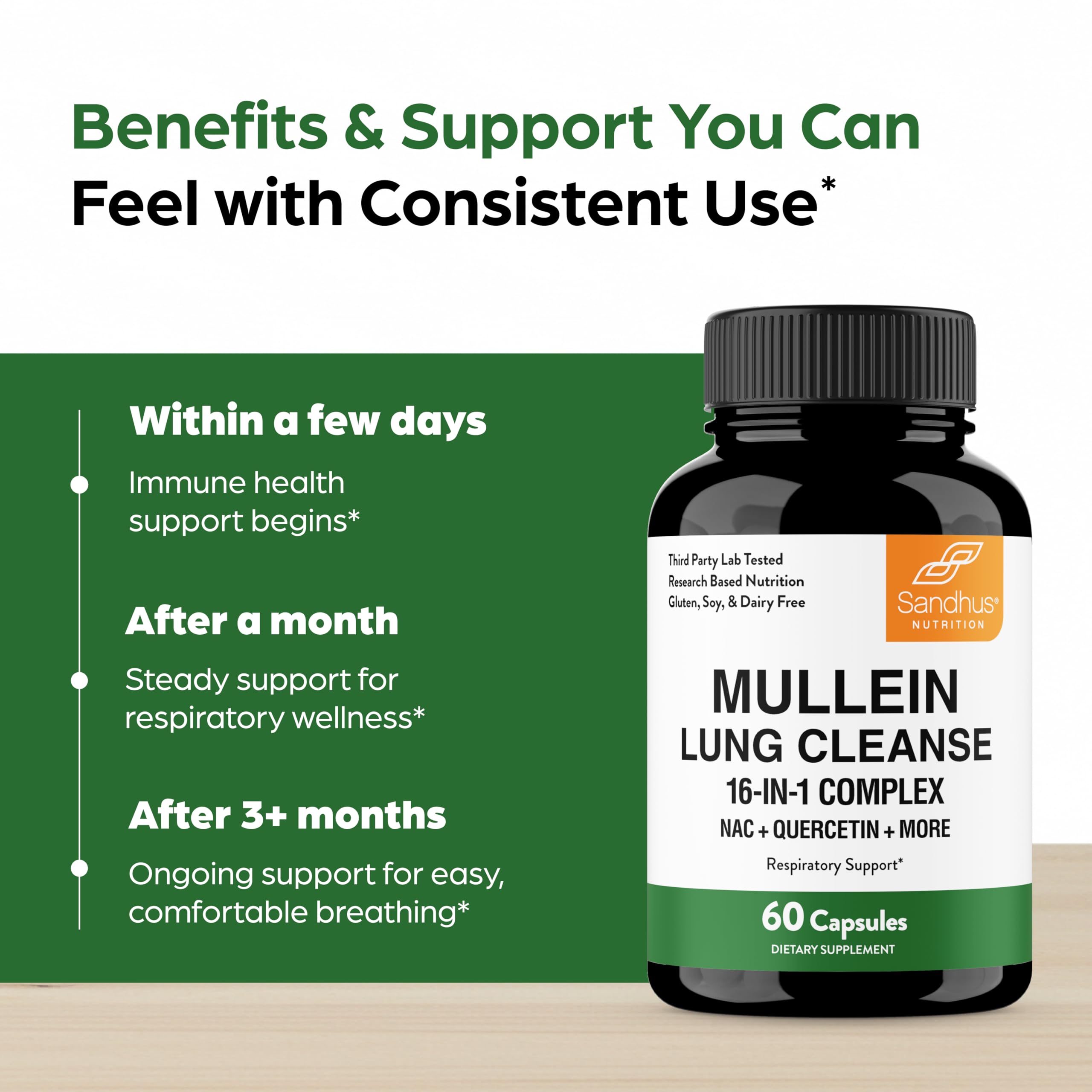 Sandhu's Mullein Leaf Extract Capsules with herbal ingredients