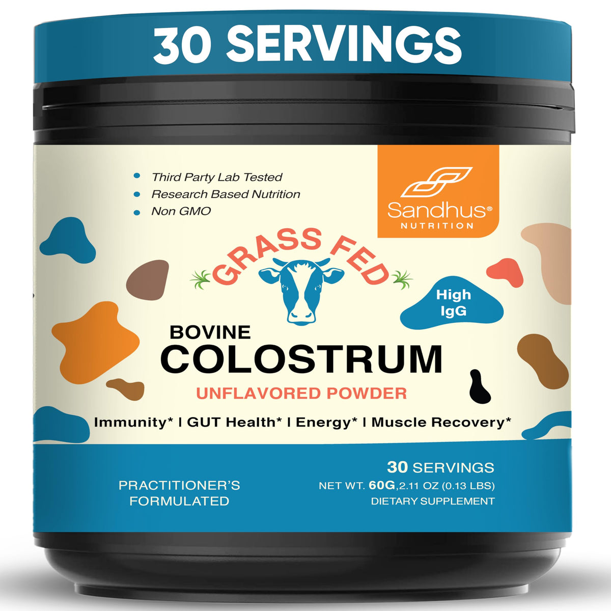 Sandhu's Pure Bovine Colostrum Powder 100g front view