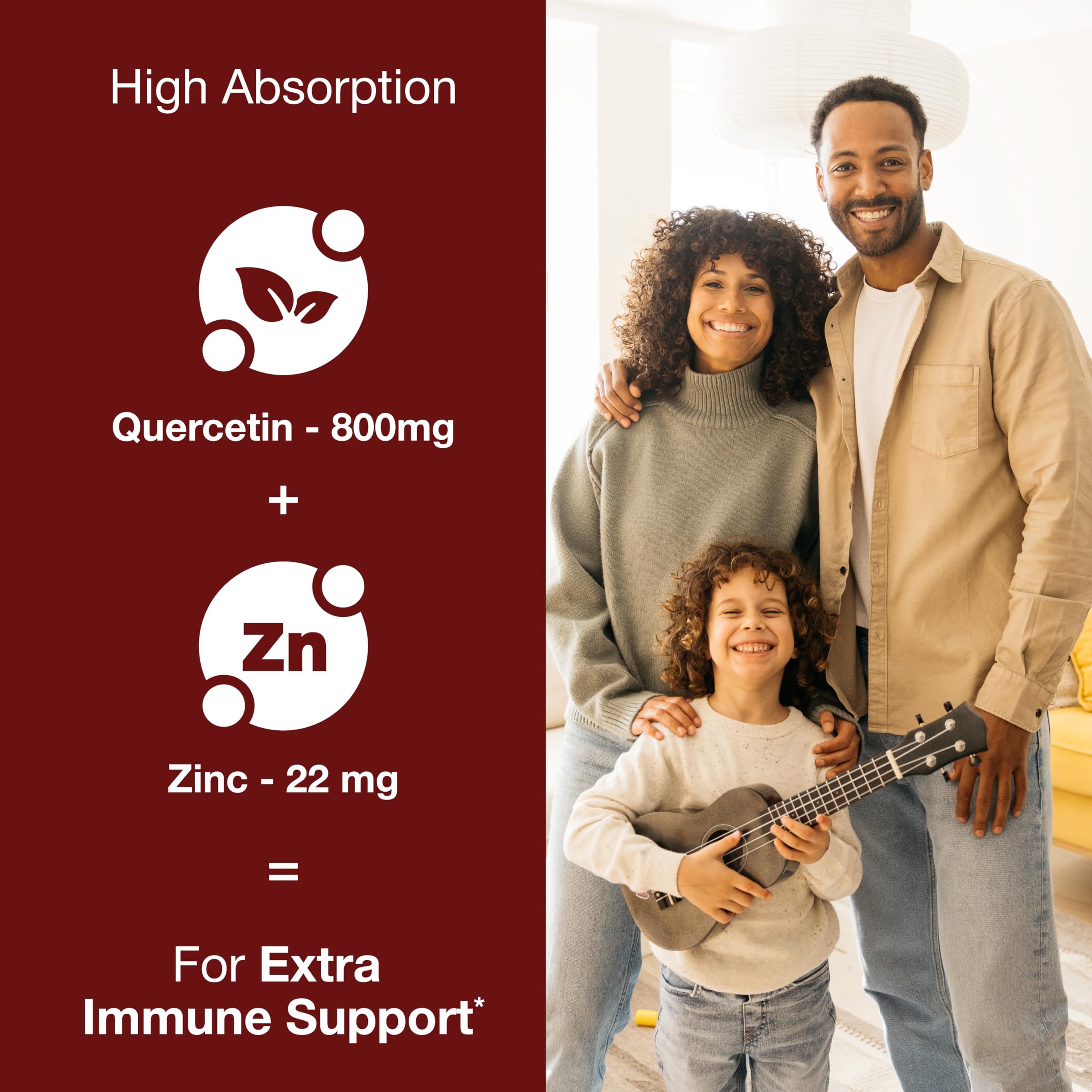 Sandhu's Quercetin Zinc Supplement 60 Capsules side view