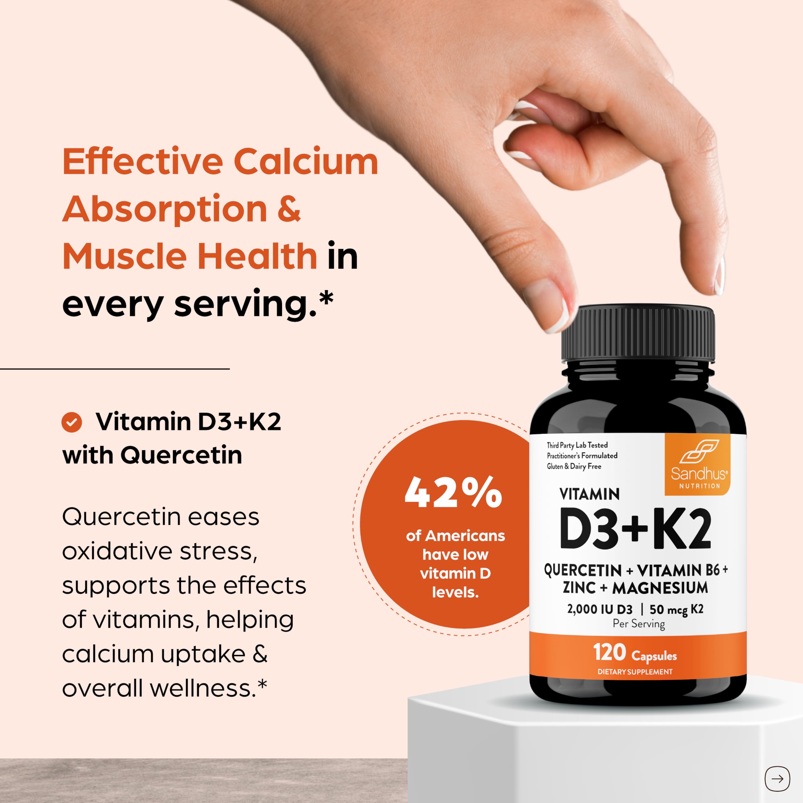 Sandhu's Vitamin D3 & K2 6-in-1 Daily Stack side view
