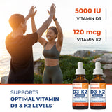 Sandhu's Vitamin D3 + K2 Liquid Drops 5000 IU bottle side view