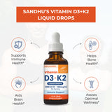 Sandhu's Vitamin D3 + K2 Liquid Drops 5000 IU with measuring dropper