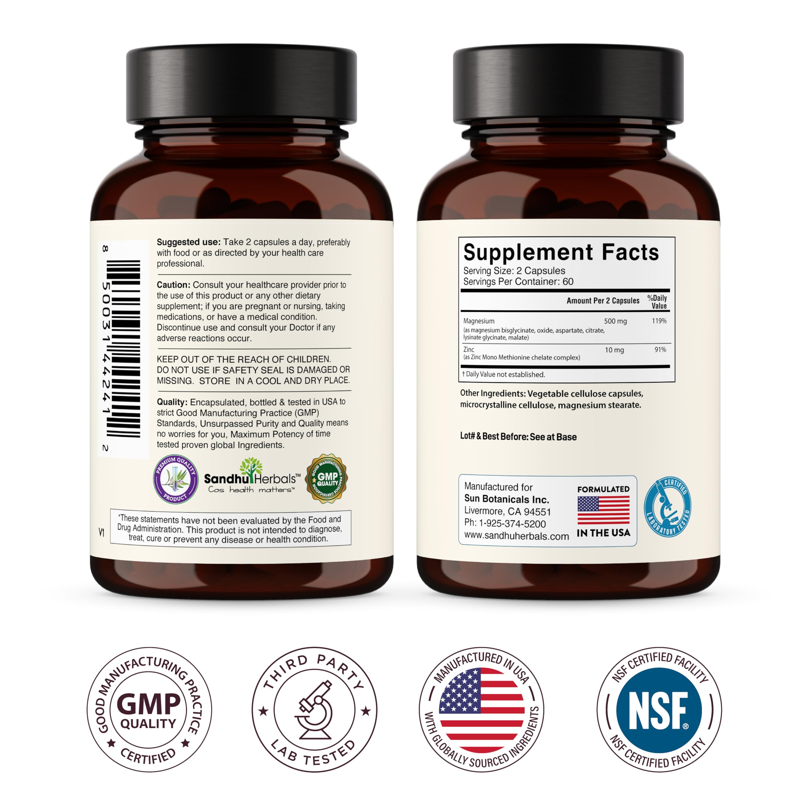 SANDHUHERBALS Magnesium Complex capsules with a measuring spoon