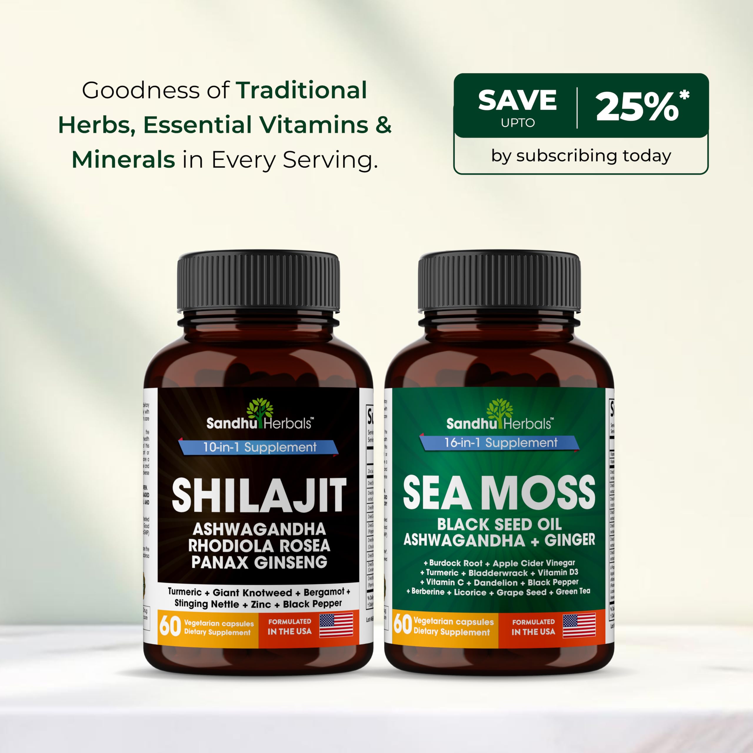 SANDHUHERBALS Sea Moss Shilajit Bundle displayed with a measuring spoon