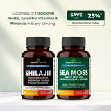 SANDHUHERBALS Sea Moss Shilajit Bundle displayed with a measuring spoon