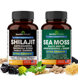 SANDHUHERBALS Sea Moss Shilajit Bundle front view with 60 capsules