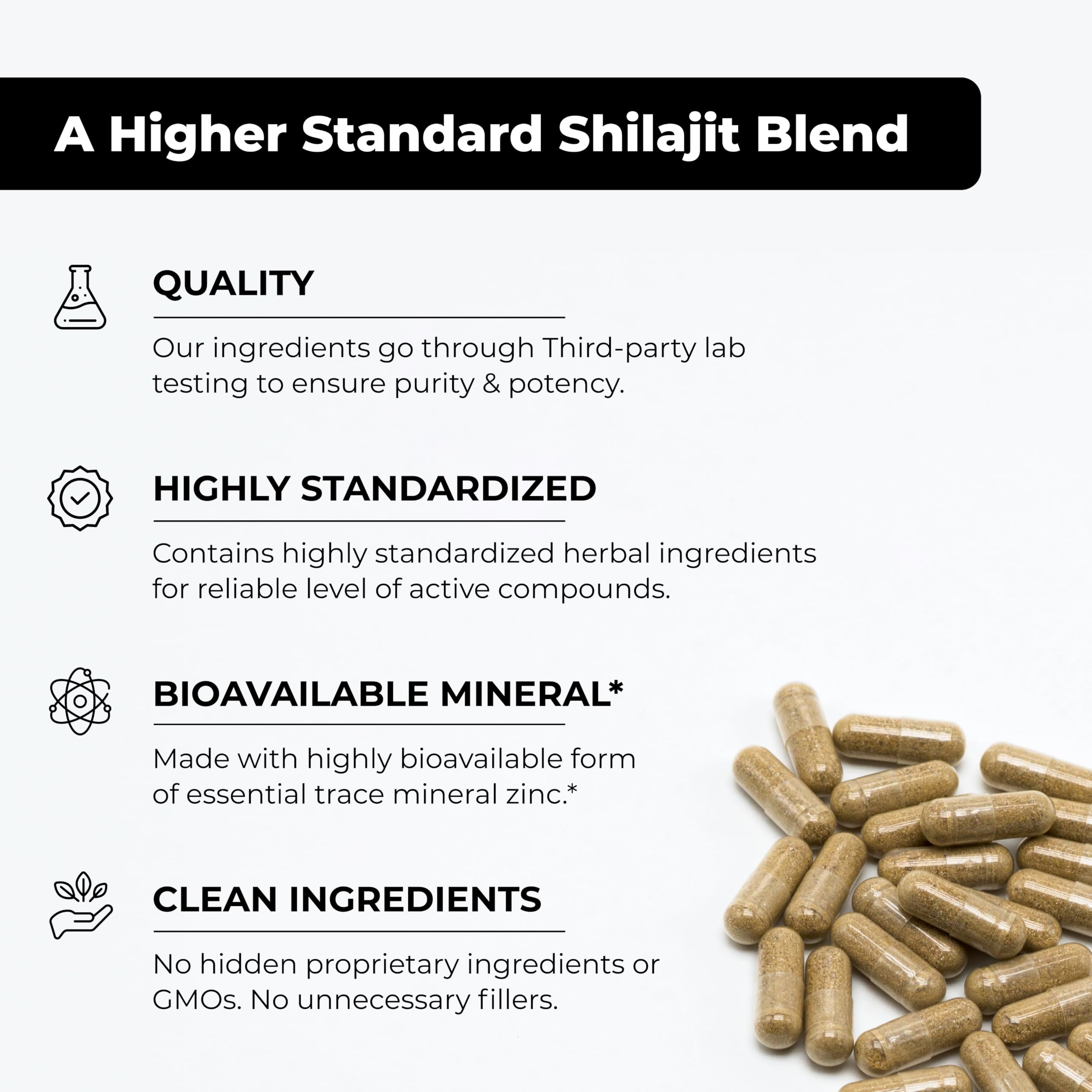 SANDHUHERBALS Shilajit Capsules 60 count bottle side view