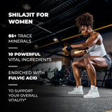 SANDHUHERBALS Shilajit Capsules on a wooden table