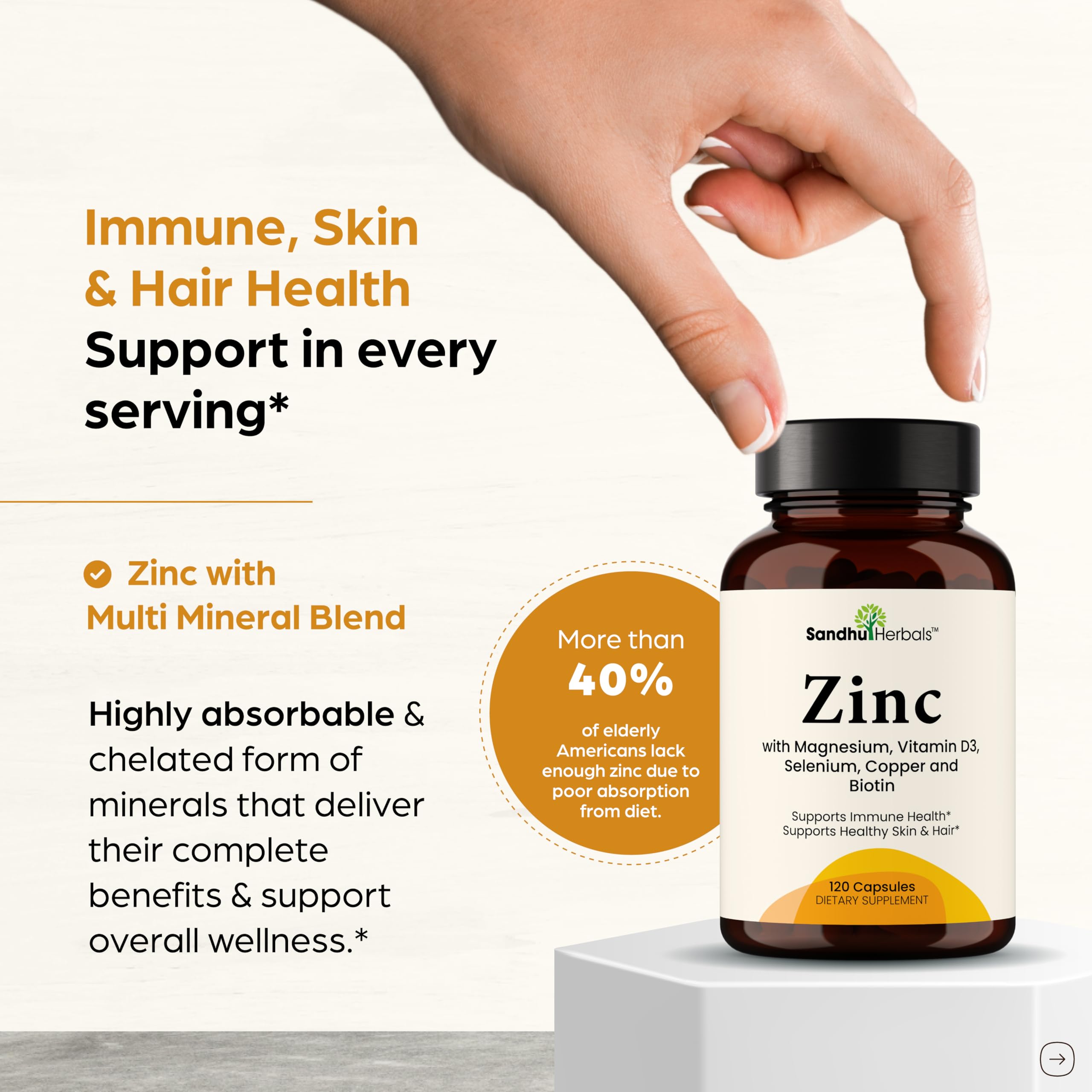 SANDHUHERBALS Zinc 30mg Supplement packaging