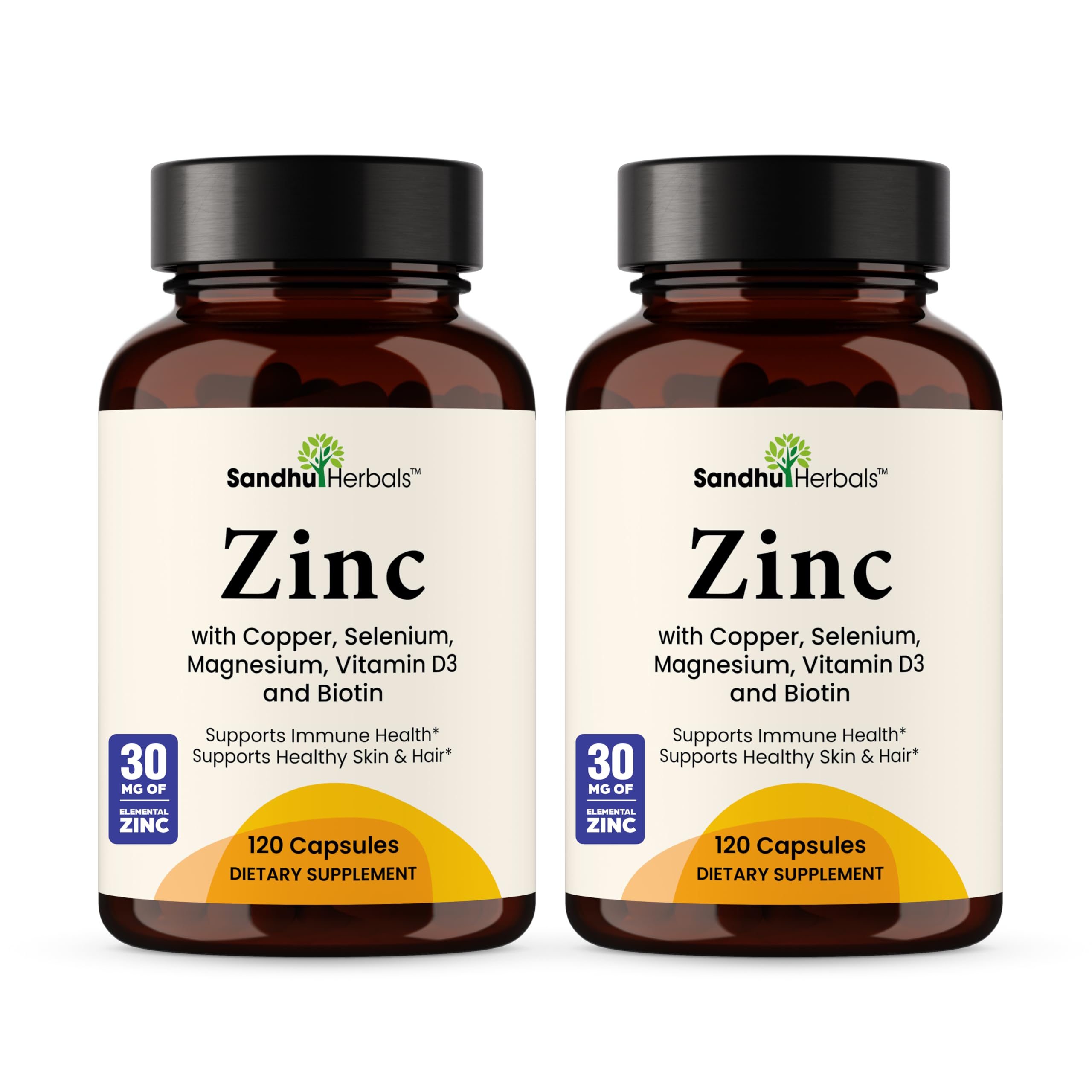SANDHUHERBALS Zinc Supplement 30mg front view with packaging