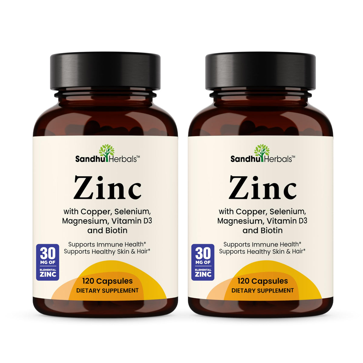 SANDHUHERBALS Zinc Supplement 30mg front view with packaging
