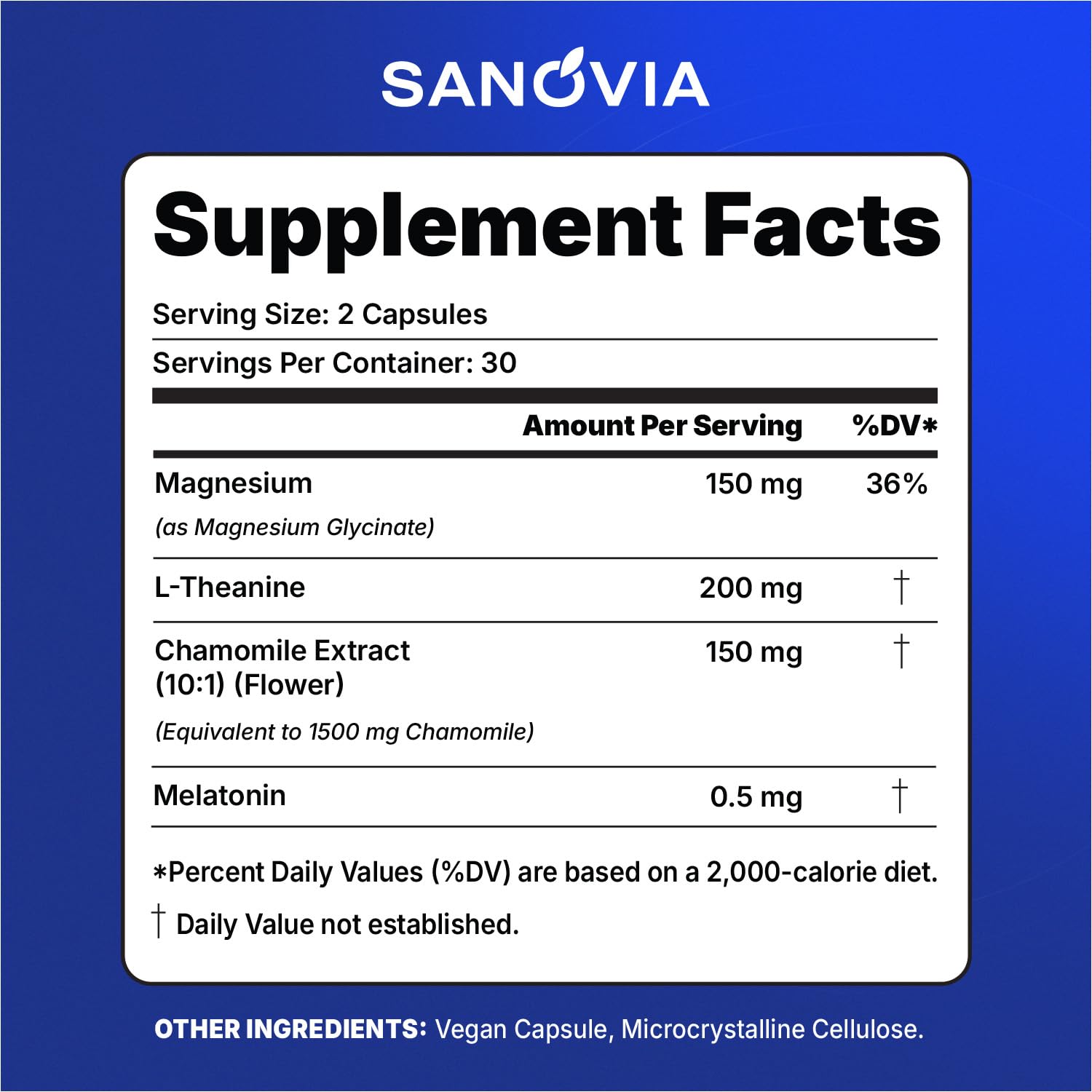 SANOVIA Sleep Supplement bottle with label details