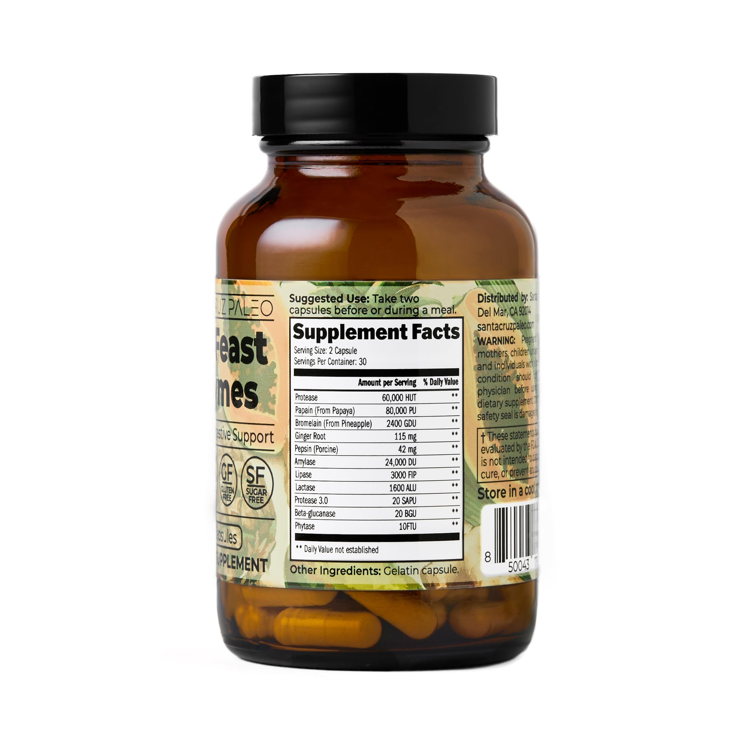Santa Cruz Paleo Multi-Enzyme Supplement 57g side view