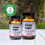 Santa Cruz Paleo Sleep Caps packaging on a wooden surface