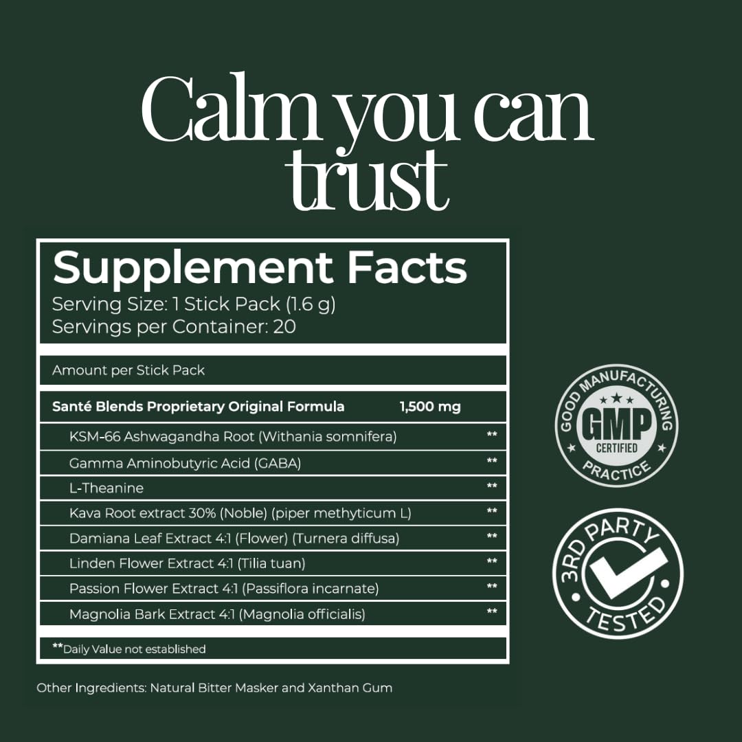 Santé Blends Kava Kava Supplement nutritional information