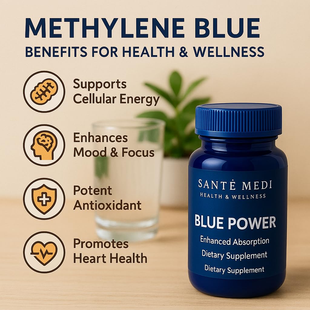 Sante Medi Methylene Blue Capsules 60 Count side view