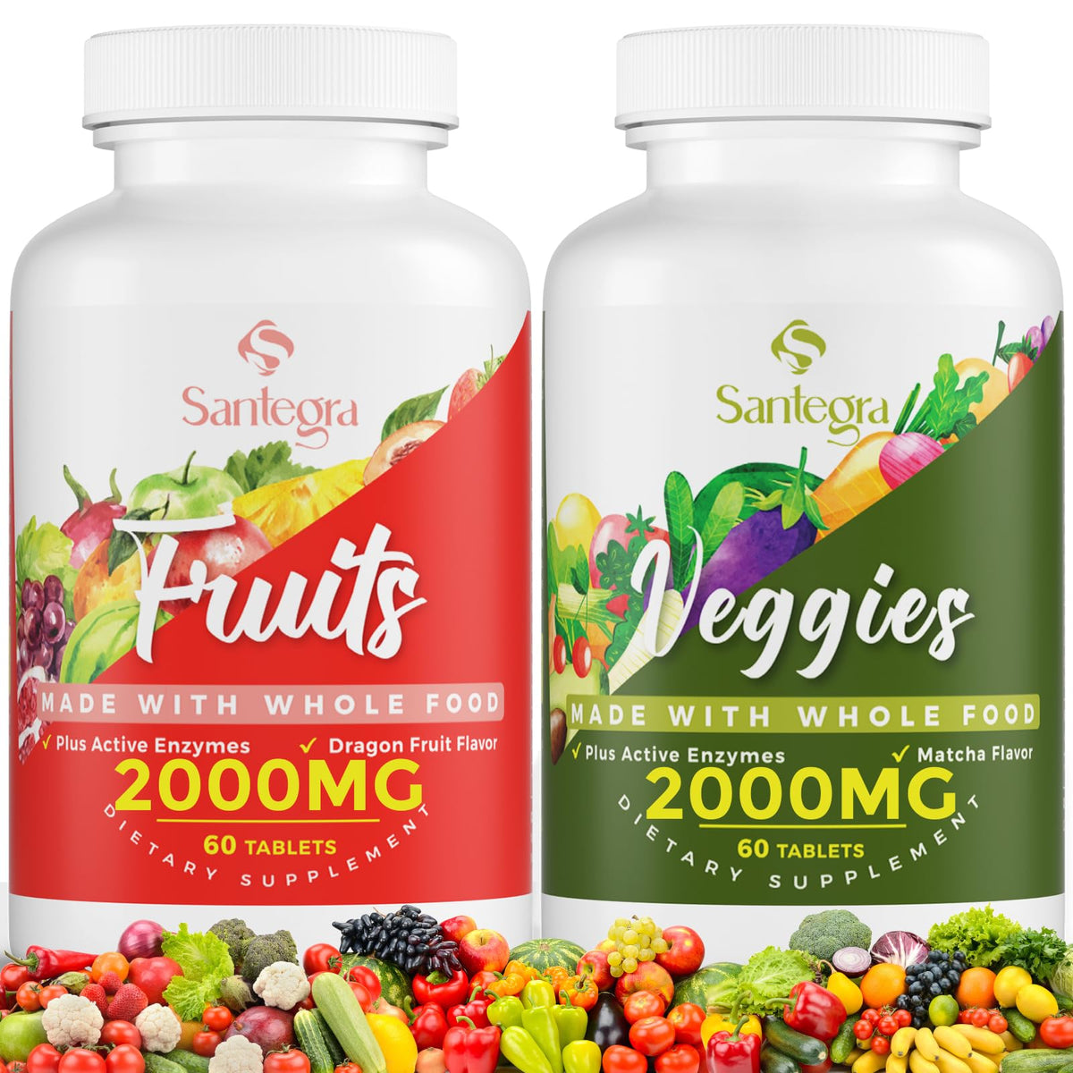 Santegra Fruit & Veggie Supplement dual pack front view