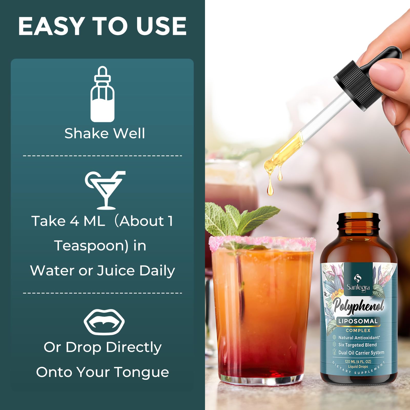 Santegra Polyphenols Drops packaging details