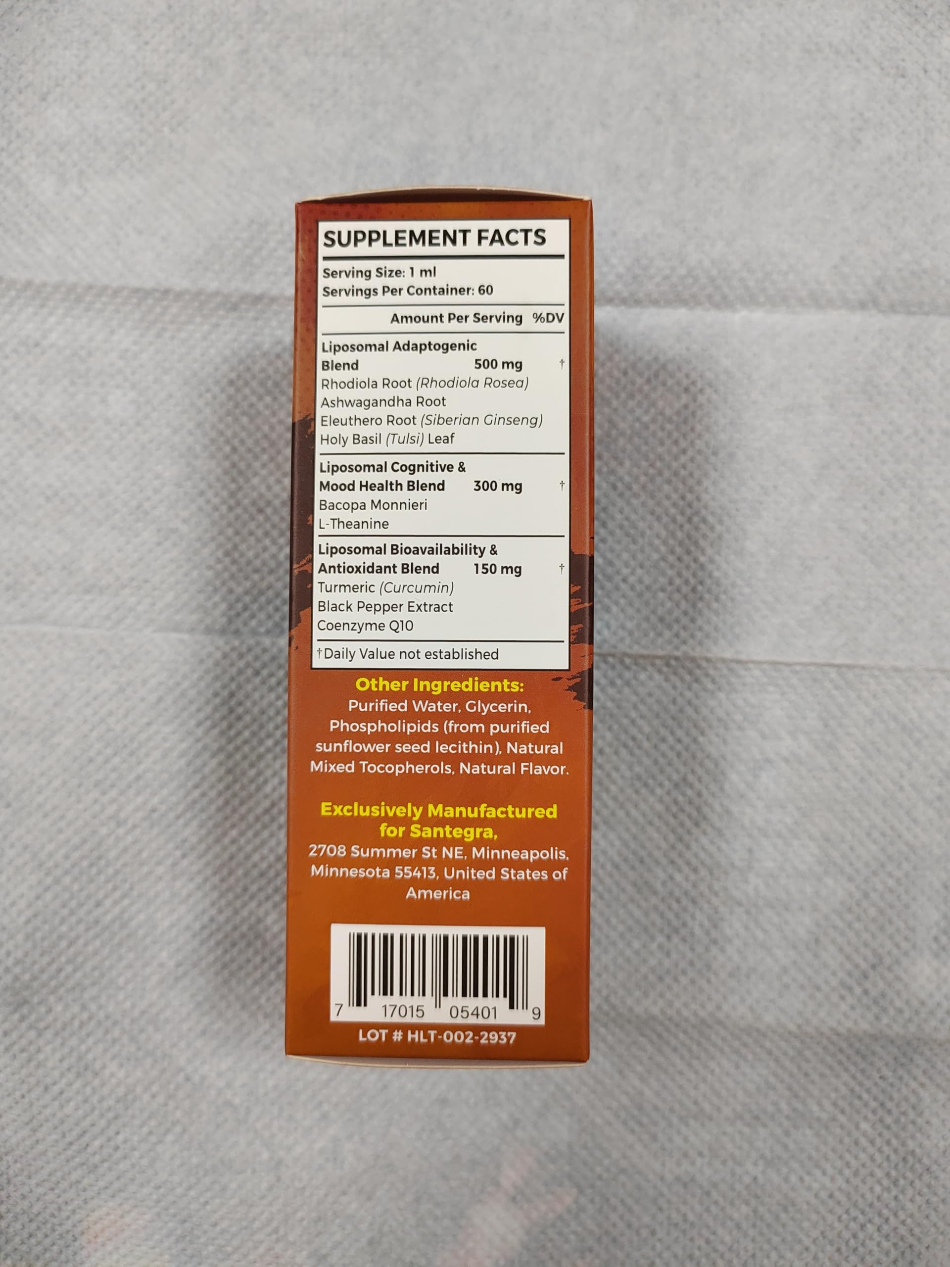 Santegra Rhodiola Rosea Liquid Supplement 500mg with measuring dropper