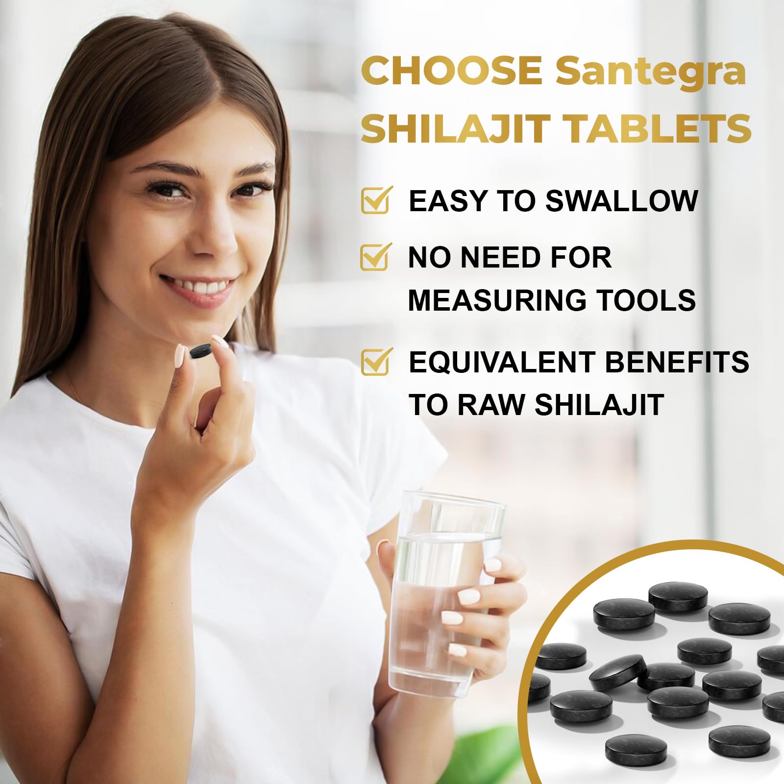 Santegra Shilajit Tablets 500 mg close-up of tablets