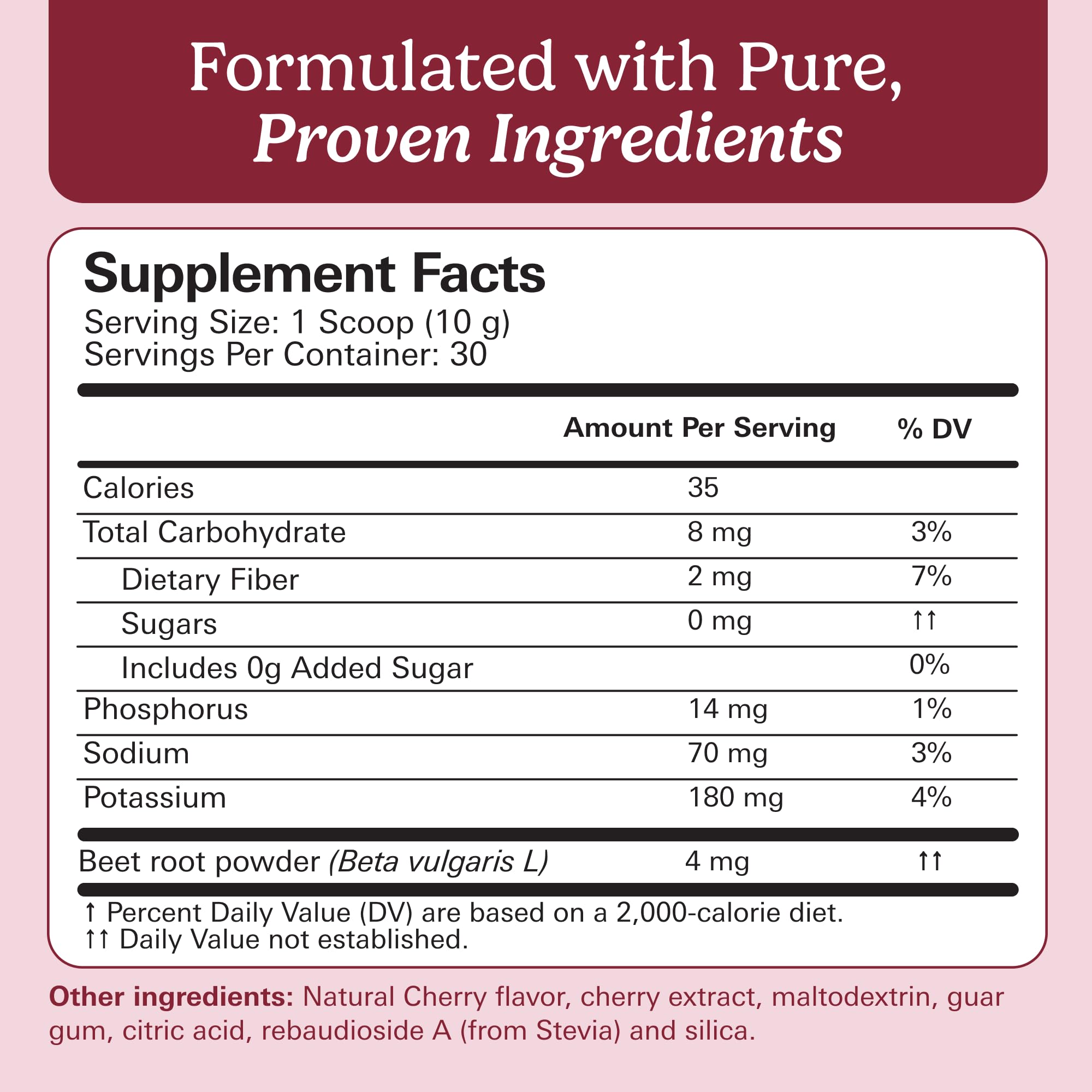 Santo Remedio Circulación Plus Beet Extract Drink Mix cherry-flavoured powder in a glass
