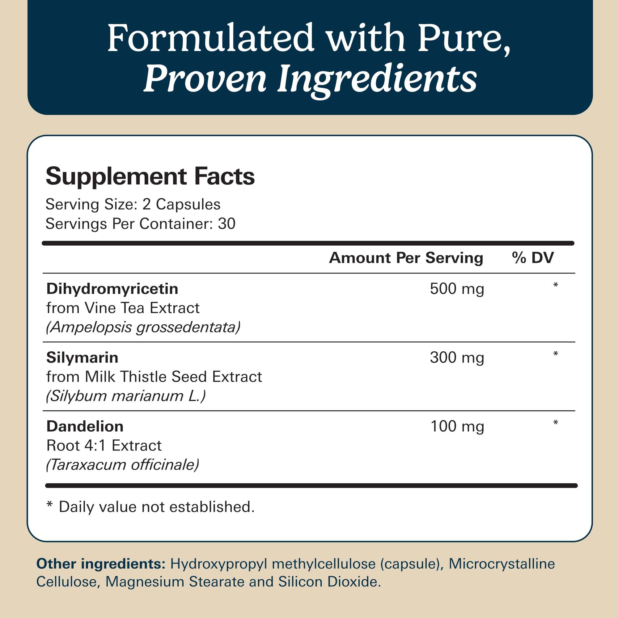Santo Remedio Liver Health Supplement side view showing ingredients
