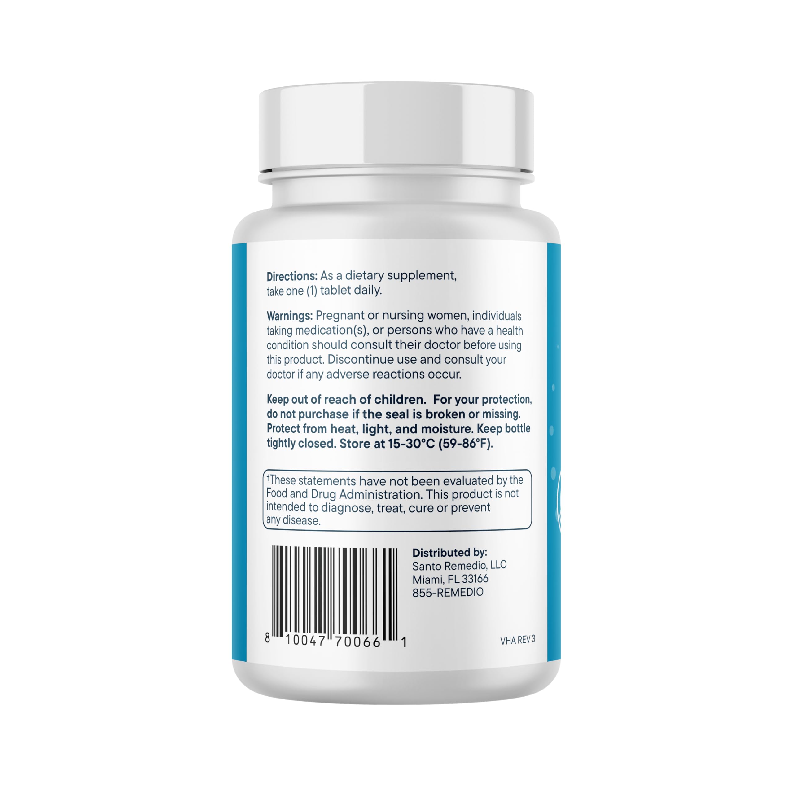 Santo Remedio Magnesium supplement nutritional information