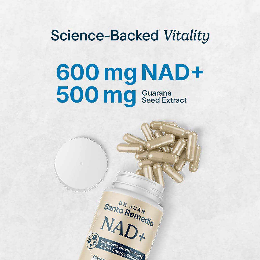 Santo Remedio NAD+ Supplement bottle side view
