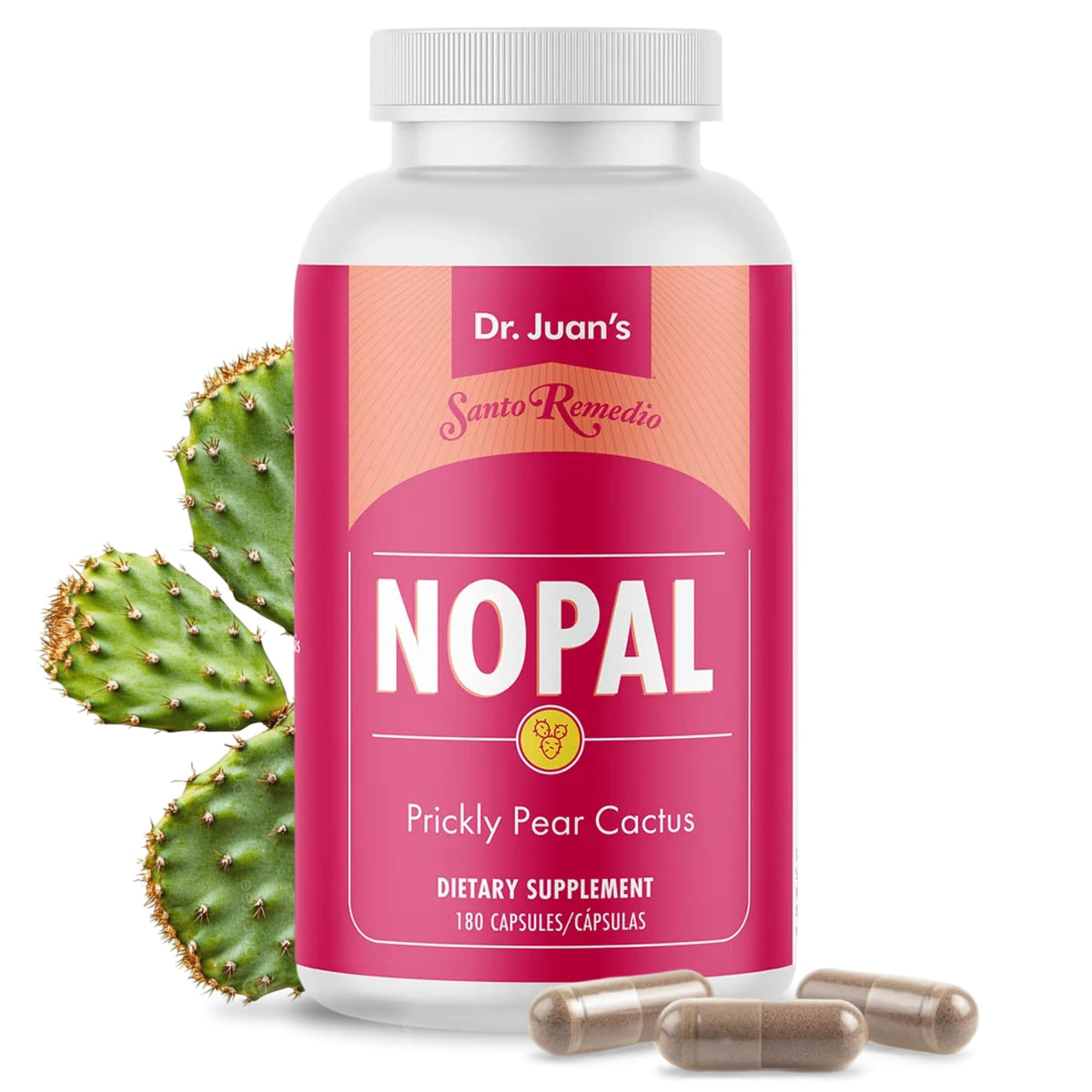 Santo Remedio Nopal Capsules front view with packaging