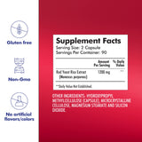 Santo Remedio Red Yeast Rice 1200mg capsules on a wooden table