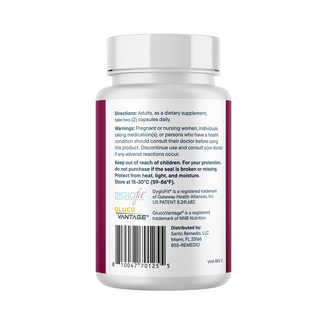 Santo Remedio supplement capsules on a wooden table