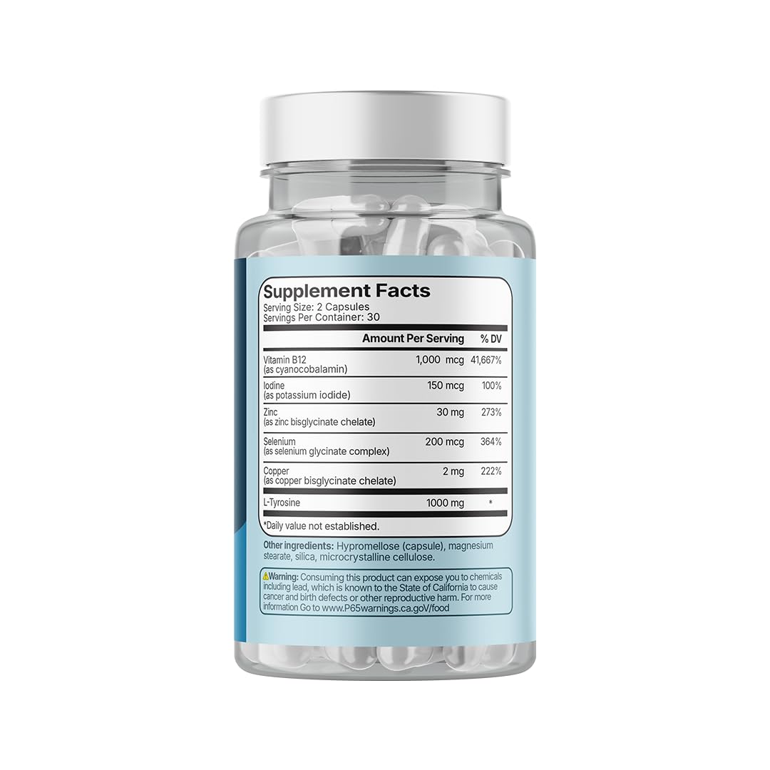 Santo Remedio Thyroid Plus capsules on a wooden table