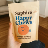 SAPHIRE HAPPY CHEWS Saffron Gummies packaging side view