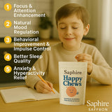SAPHIRE HAPPY CHEWS Saffron Gummies showing soft chewy texture