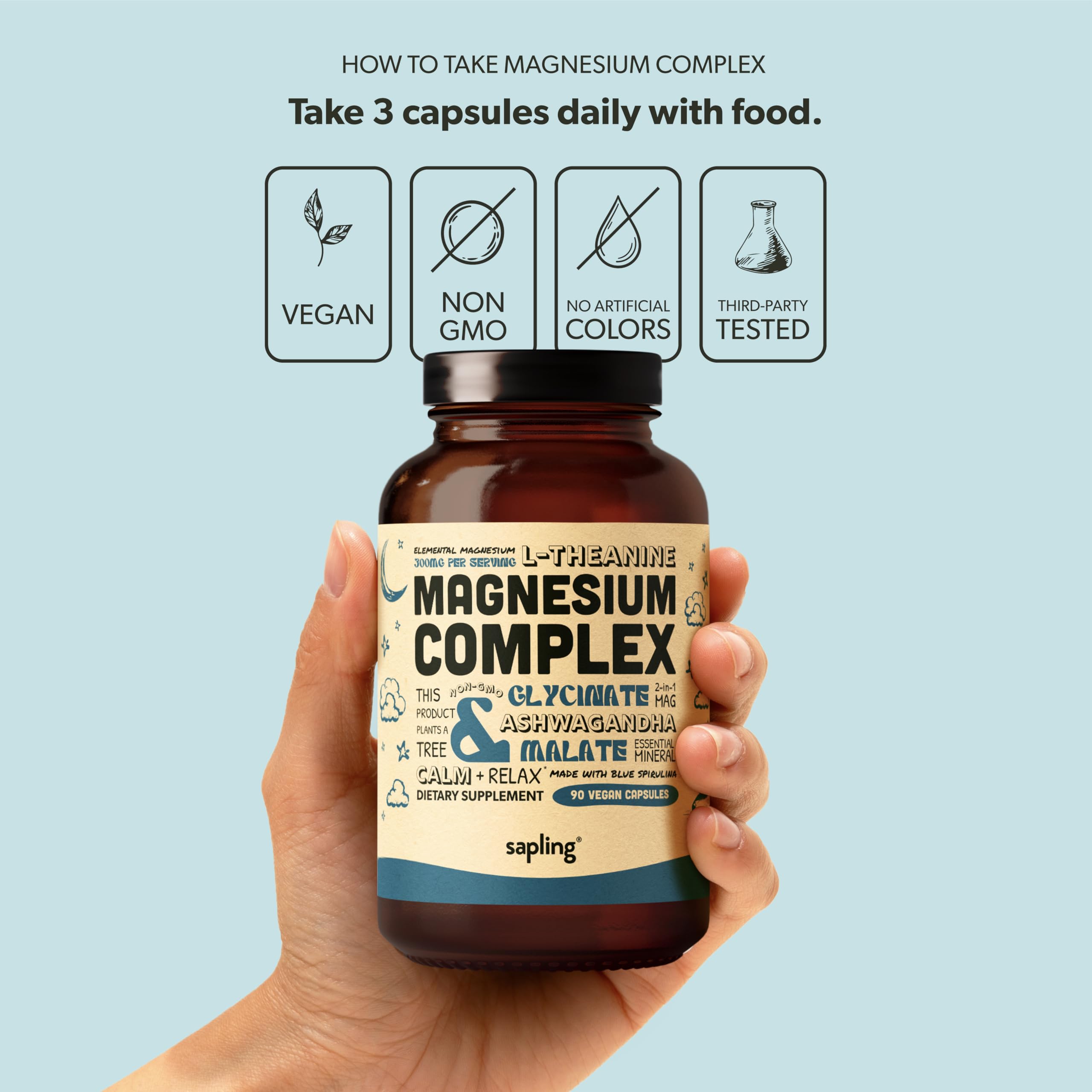 Sapling Magnesium Complex 300mg with L-Theanine and Ashwagandha