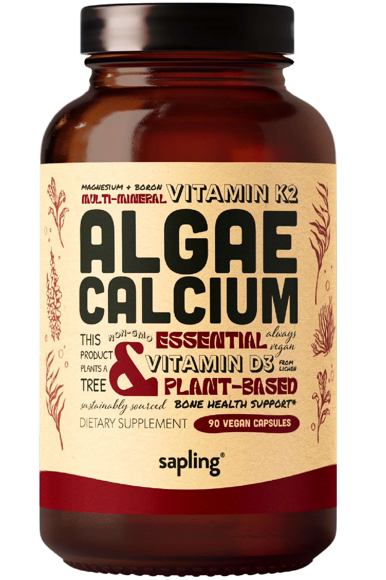 Sapling Vegan Calcium Supplement bottle front view