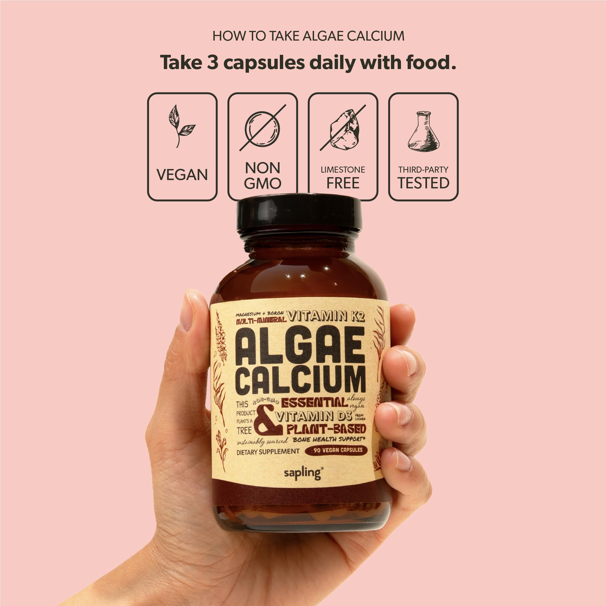 Sapling Vegan Calcium Supplement with tree planting initiative