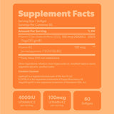 Sapling Vegan D3 + K2 Softgels with a plant background