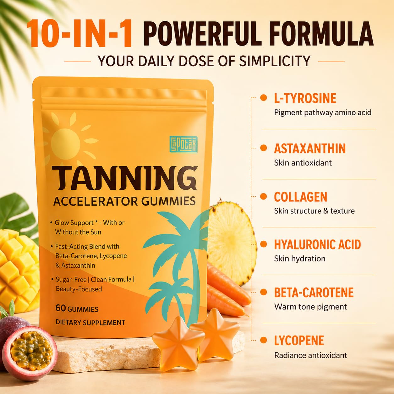 Sapotax Astaxanthin Tanning Gummies mango flavour