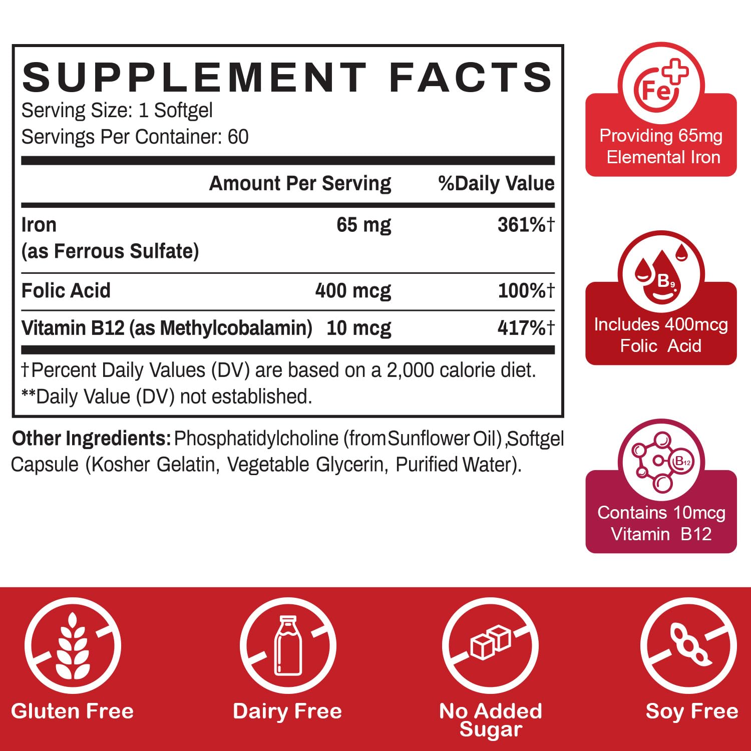 Sapotax Iron Supplement 65mg softgel back view