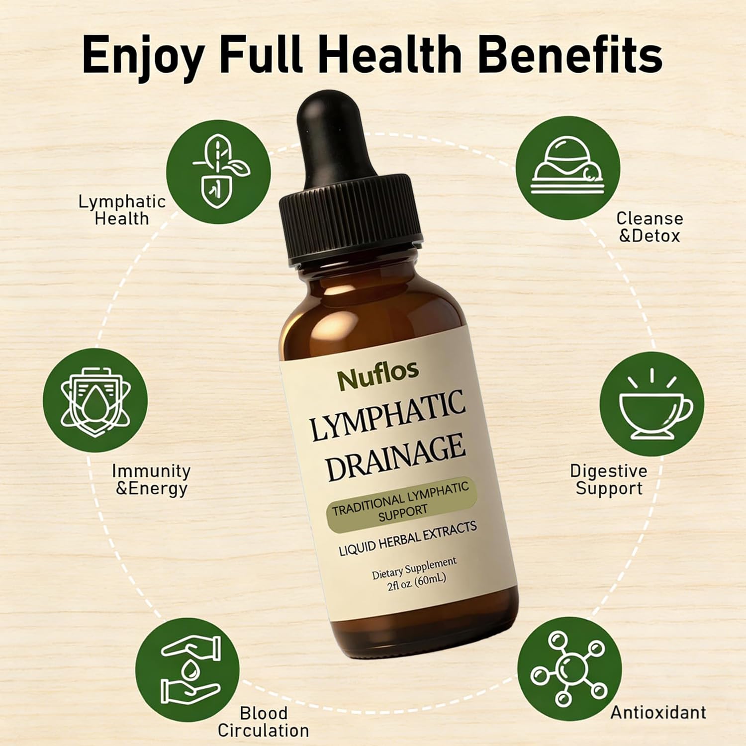 SAPURAIS Natural Herbal Lymphatic Support Drops dropper bottle