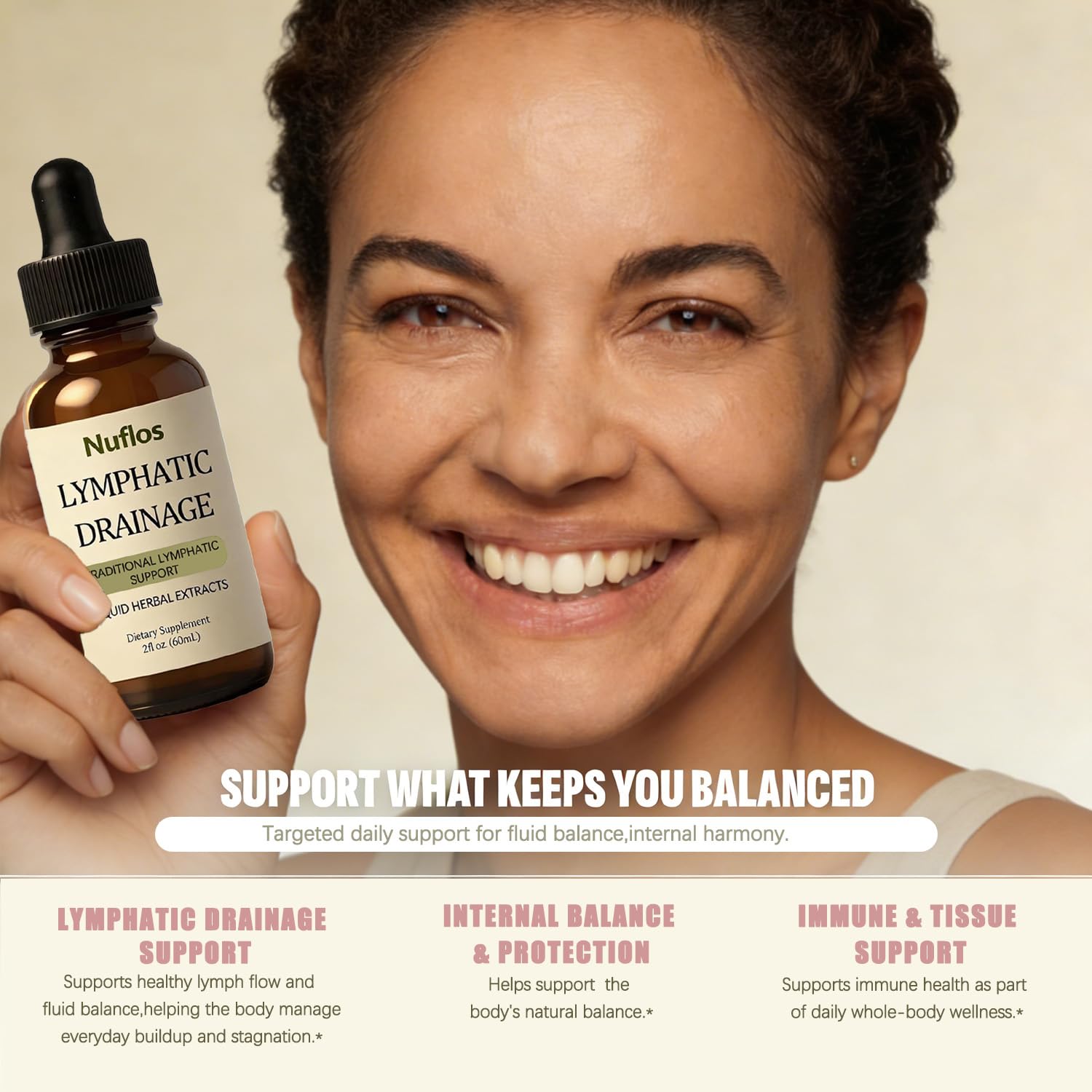 SAPURAIS Natural Herbal Lymphatic Support Drops with water